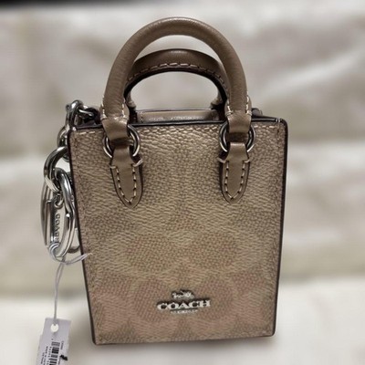 Coach Mini Tote Bag Charm Signature Canvas Beige Used | eBay