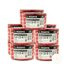 500 Pack Ridata Cd-r 52x 700mb 80min White Inkjet Hub Printable Blank Media Reco