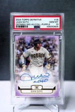 2024 TOPPS DEFINITIVE JUAN SOTO DEFINING IMAGES AUTO PURPLE /5 PSA GEM 10 POP 1