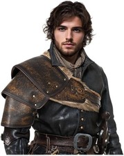 L'VOW Medieval Leather Pauldron Single Shoulder Armor Viking Brown