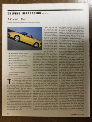 AW 702 Article Driving Impression 1998 ? KIA Elan 1 page