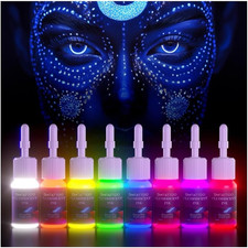 8Color Fluorescent Tattoo Ink Set, 8Pcs Tattoo Ink Color Set,Glow in The Blackli