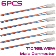 6pcs T10 168 194 2825 2821 W5W Male Connector Plug Extension Wire Harness Socket