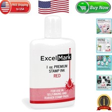 Water-Based 1 oz Red Refill Ink for Self-Inking Stamps - Easy Application