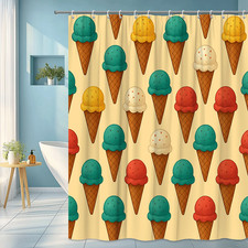 Cute Ice Cream Shower Curtain - Colorful Cone Design for Kids