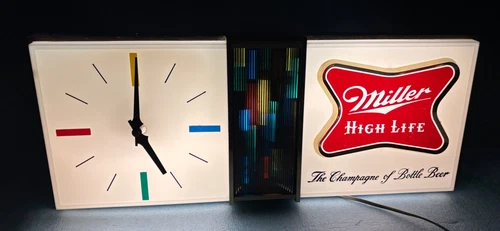 Rare 1960s Vintage MILLER HIGH LIFE Beer DISCO Bar Light Sign Clock Milwaukee WI