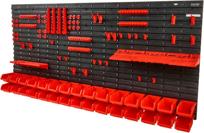Wall Mounted Storage Rack System, 30-Bin Parts Rack Organizer with Wall Panels/T