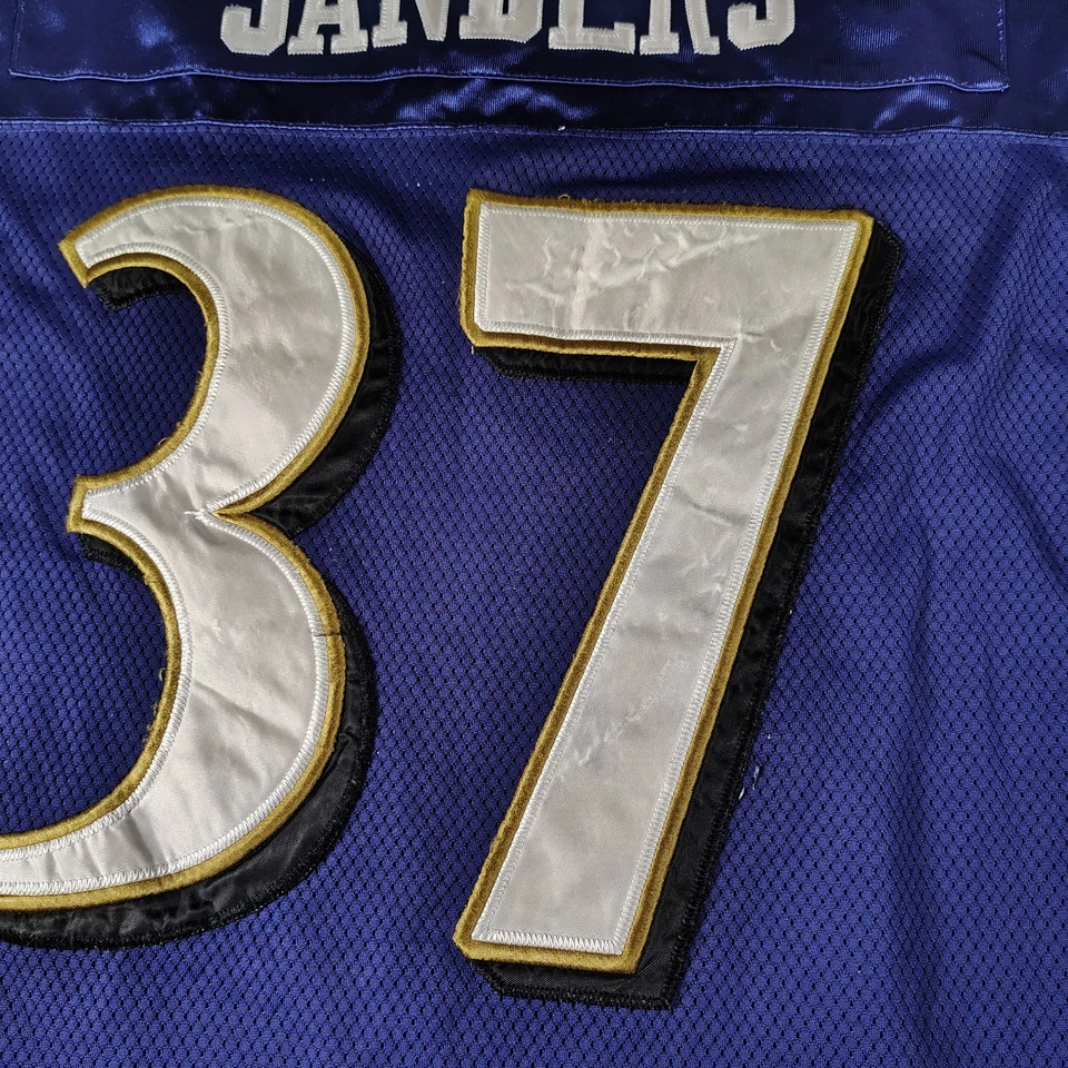 VTG Deion Sanders #37 Baltimore Ravens NFL Football Jersey 4XL Purple Reebok - Image 2 of 4