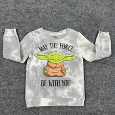 Star Wars Grogu Baby Yoda Sweatshirt Size 5 Toddler Gray Tie Dye May The Force