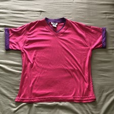 Womens Medium Willow Bay Vintage Made In USA Bright Pink Purple 80’s V Neck