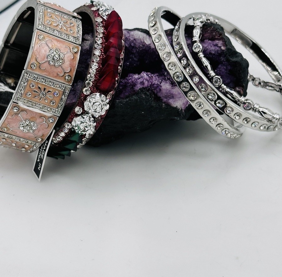 Romantic Crystal Bracelet Stack Set – Silver, Blu… - image 1