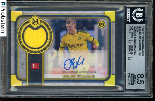 2019-20 Topps Museum Bundesliga Erling Haaland RC Jersey /50 BGS 8.5 w/ 10 AUTO