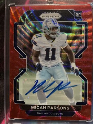2021 Panini Prizm - Rookie Micah Parsons #382 Red Wave Prizm Autographs /149  