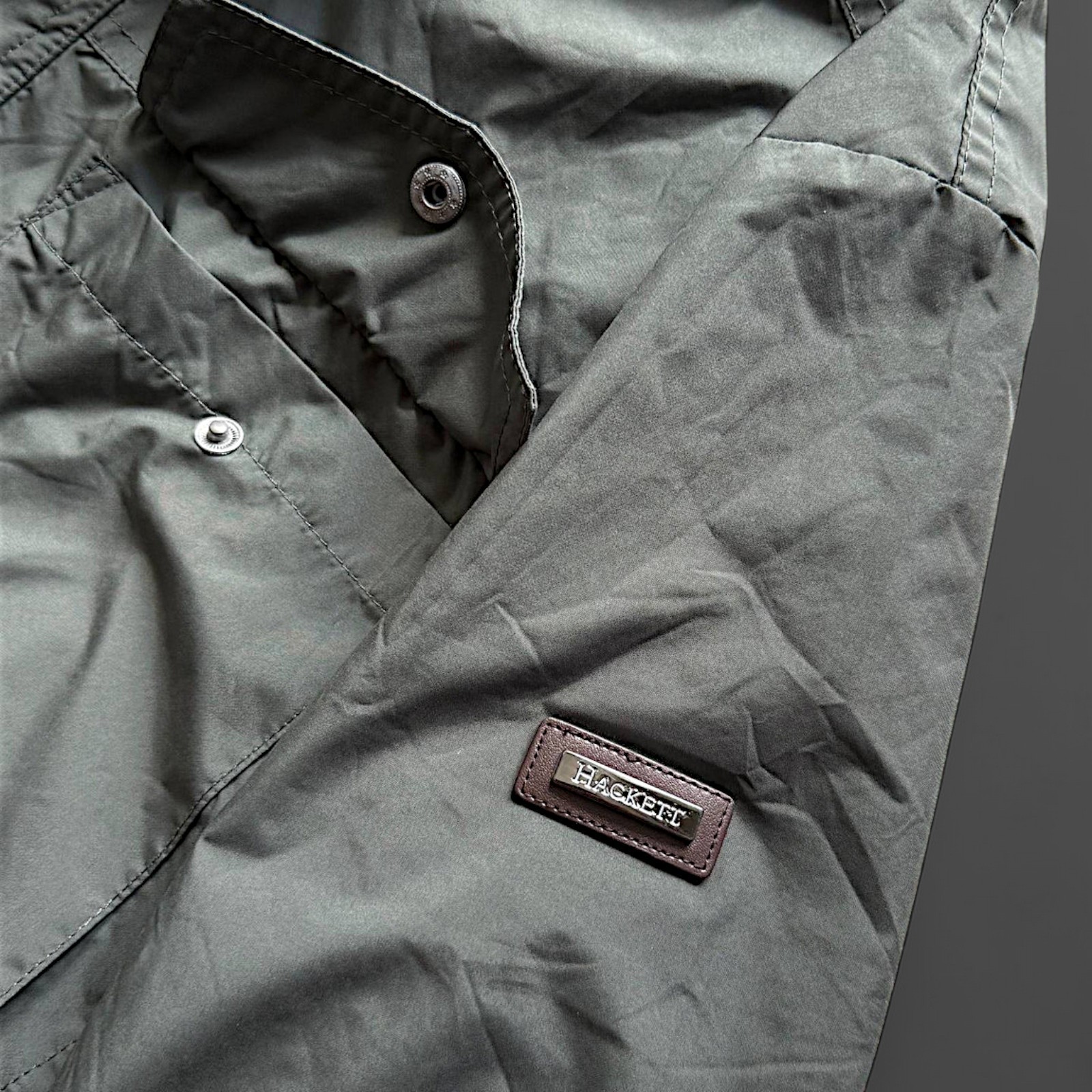Hackett London Raincoat Jacket Olive Nylon Size M Gently Used Excellent image 10