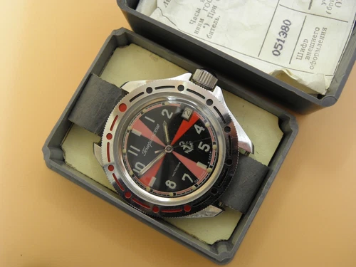 NOS Military VOSTOK  Komandirskie Generalskie Black dial date Soviet USSR watch