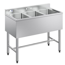 VEVOR 3 Compartment Sink Stainless Steel Commercial Kitchen Under Bar Sink 38.5"