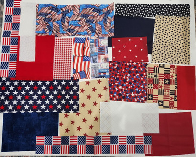 Patriotic Red White Blue Cotton Fabric Remnants for Quilts Scrapbooking Crafts