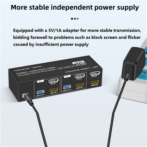 2 In 2 Out 8K DP1.4 HDMI2.1 USB3.0 KVM Switcher 2x2 For 2 Computers 2 Monitors - Afbeelding 13 van 14