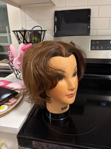 cosmetology mannequin head human hair highlight color