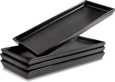 Matte Black Ceramic Serving Platters (14 X 6 Inch Rectangle Plates) Serving Dish