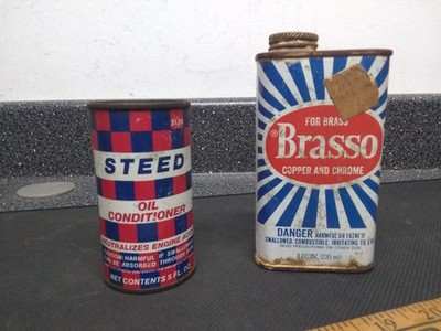 Vintage Brasso Tin Can  STEED Vintage Auto Tin Oil Conditioner