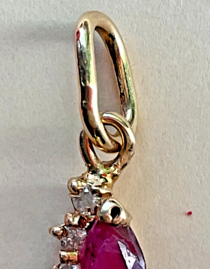14K Yellow Gold Ruby & Diamond Pendant - Image 4 of 4