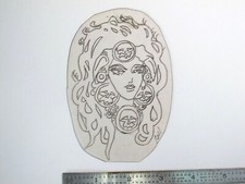 vtg 1960s 1970s Tattoo Flash acetate stencil Skull Jewelry Girl signed WMN1