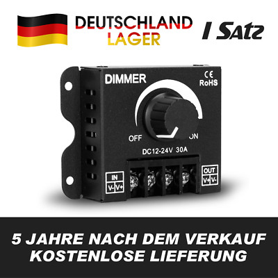LED Dimmer 12V 24V DC 30A Metallgehäuse Streifen LED-Streifen PWM Regler DE