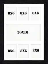 Black Multi Aperture Collage Photo Frames Picture Frame With White Mount 23 Size