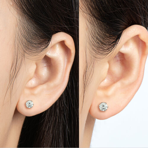 Unisex zertifizierte Moissanit 5 mm 6,5 mm runde geschnittene Ohrstecker M175 - Bild 4 von 10