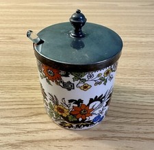 Royal Norfolk England Jon Anton Marmalade Jar Spoon & Lid Pagoda Flowers Foliage