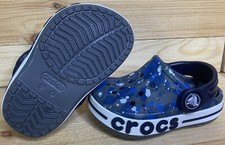 Crocs BAYABAND CLOG Child Sz C4 Blue Gray White Paint Splatter 205810
