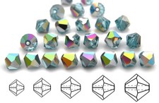 Czech Bicone Crystal Beads Aqua Vitrail coated blue coated Rondelle 3mm 4mm 6mm