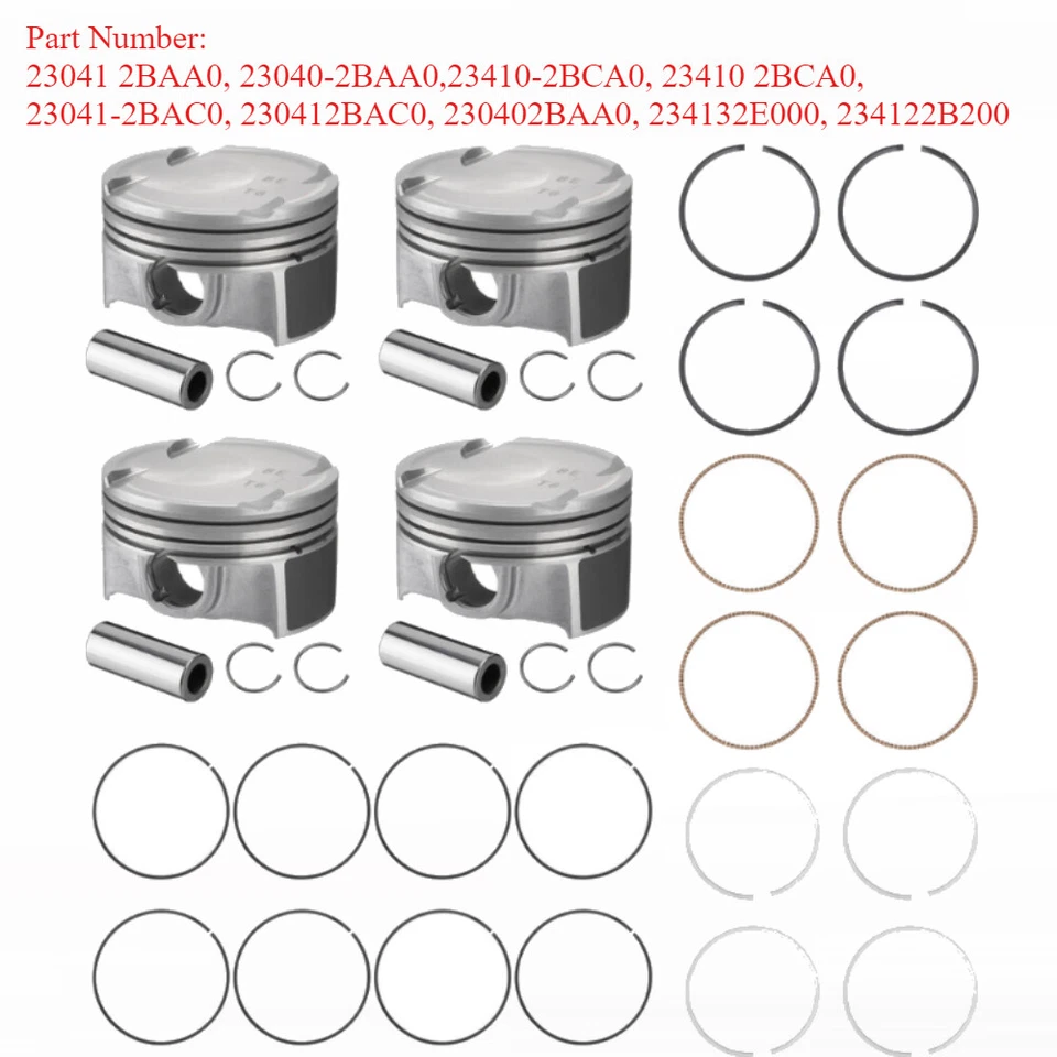 G4FJ Set of 4 STD Piston & Rings For Hyundai Elantra Kia Soul Forte 1.6T 2014-20 - Imagem 2 de 4