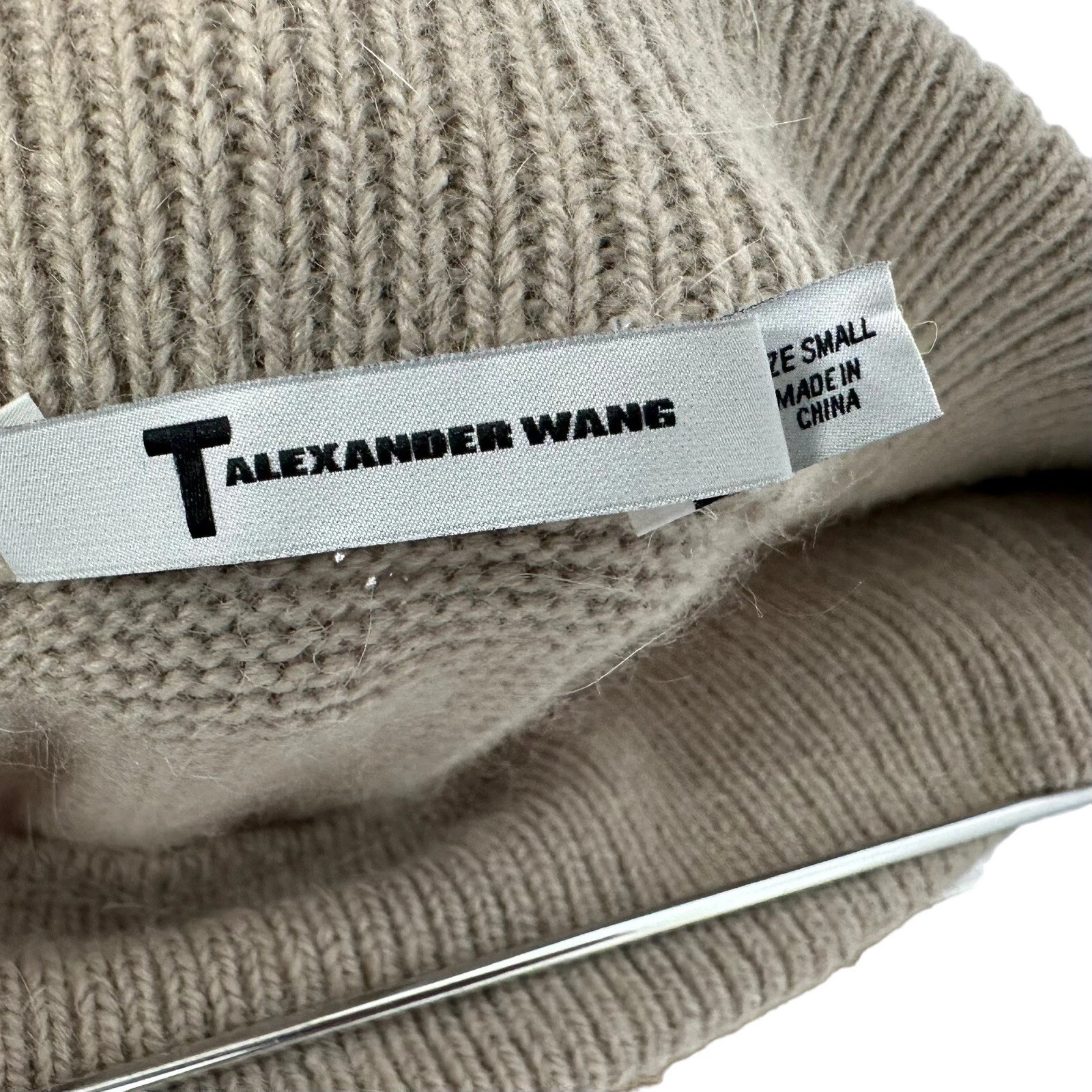 Abito maglione midi T Alexander Wang donna senza spalline lana cashmere taglia small tortora