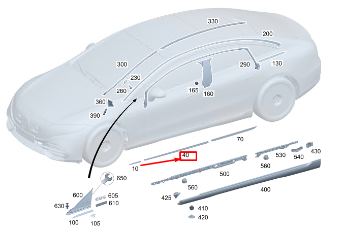 Neu MERCEDES-BENZ EQS V297 Türverkleidungsleiste vorne rechts A2976901601