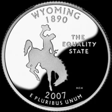 A 2007 S Wyoming 90% SILVER Deep Cameo "PROOF" State Quarter US Mint Coin