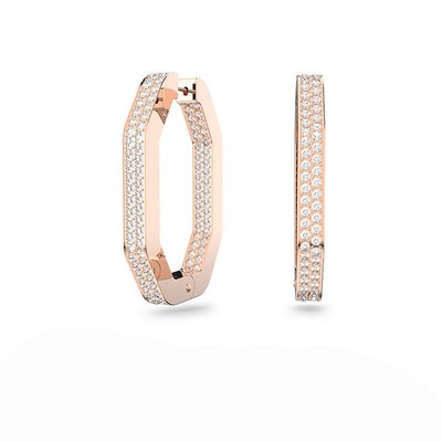 New SWAR0VSKI Crystals Dextera Earrings , Round Cut, Medium , Rose Gold Plated