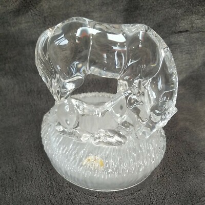 Klarglas Pferd RCR Royal Kristall Bergfohlen Ornament mattierter Sockel 4,5'' 849g