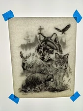 Authentic Vintage 90's Wolf Bobcat Bear Eagle Deer Heat Transfer Iron On NOS