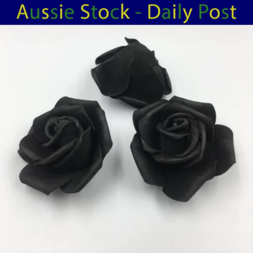 40pcs 7cm Black Artificial Flowers Without Stems Foam Roses Weddings Crafts - 第 1/1 張圖片