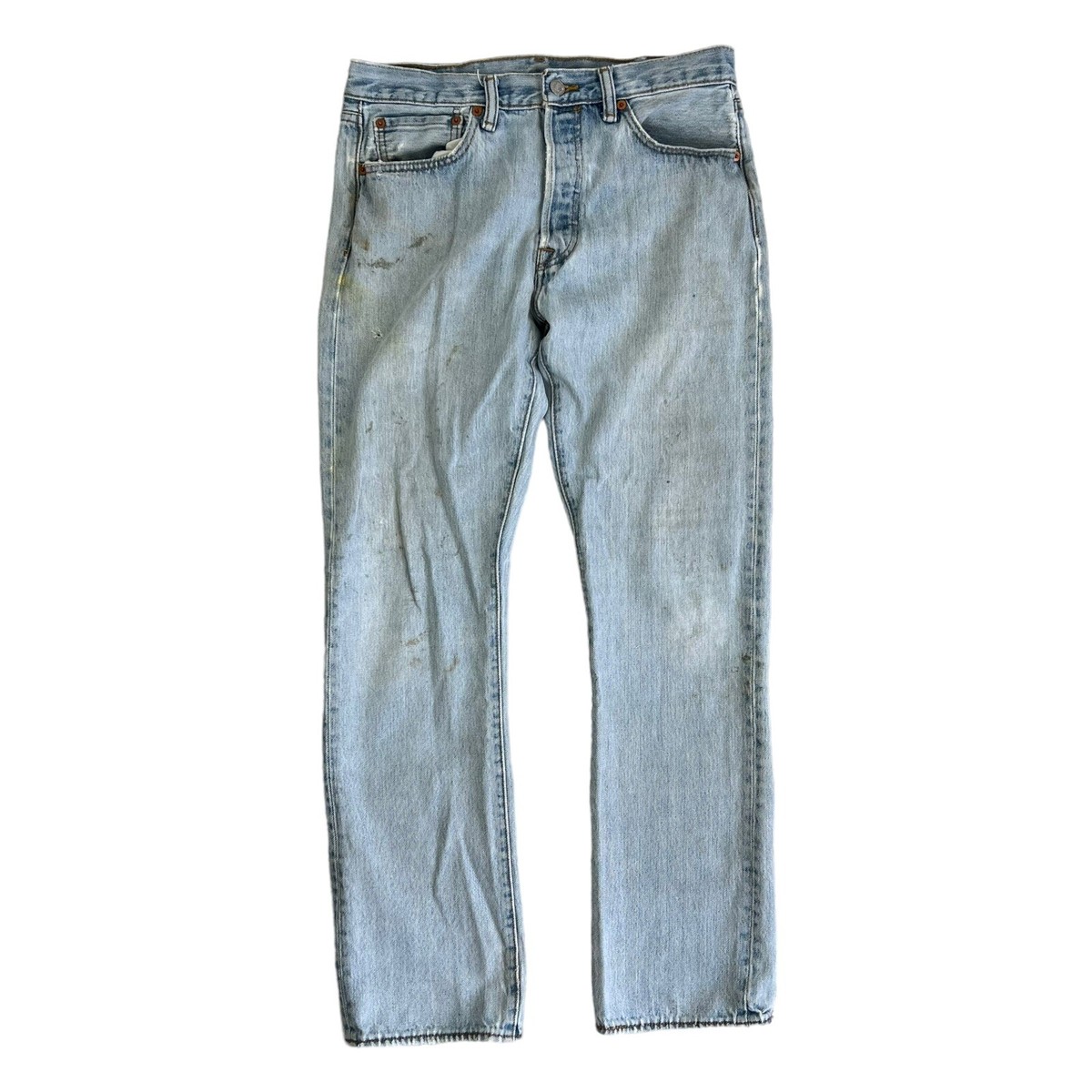 Vtg 90's Levi's 501 Light Wash Denim Jeans Distressed Button Fly