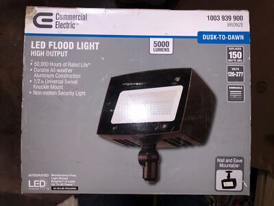 Commercial Electric Flood Light 10'' x 10'' x 10'' 5000 Lumens w/ Dual Control