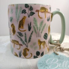 Safari Leopard Coffee Mug Pink & Green Bay Artison Collection Microwave &...