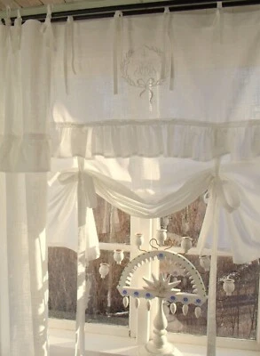 Raff Gardine LARA Offwhite 160x120 cm Volant bestickt Landhaus Vintage Shabby - Bild 1 von 4