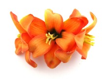 Petite 2" Triple Mango Orange Lily Silk Flower Hair Clip,Updo,Bridal,Party