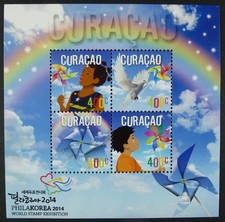 Curacao 2014 Philakorea Kids Wind Turbines Dove Dove Kids Philately MNH