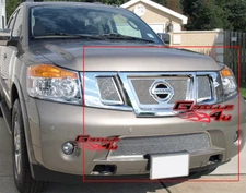 Fits 2008-2015 Nissan Armada Logo Show Stainless Chrome Mesh Grille Insert Combo