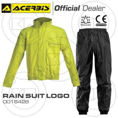 ACERBIS TUTA ANTIPIOGGIA KIT COMPLETO IMPERMEABILE MOTO SCOOTER GIALLO  FLUO/NERO | eBay