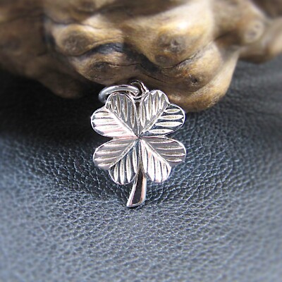 Solid 925 Sterling Silver Lucky Clover, 4 Four Leaf Clover Pendant Luck Charm